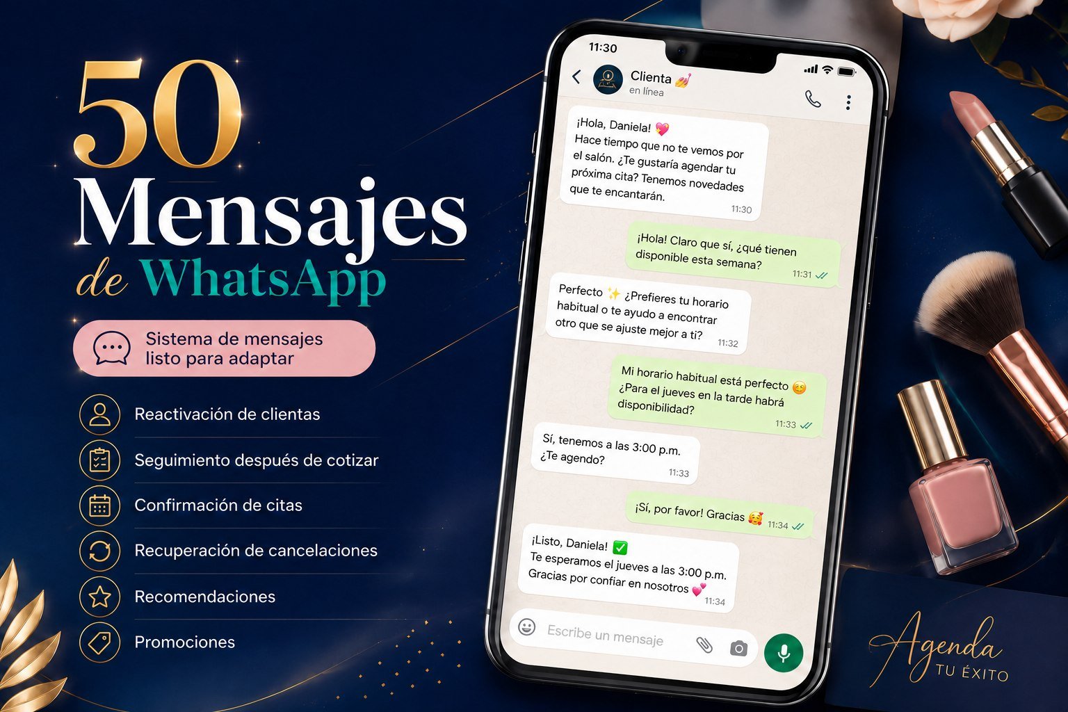 50 mensajes de WhatsApp para profesionales de belleza